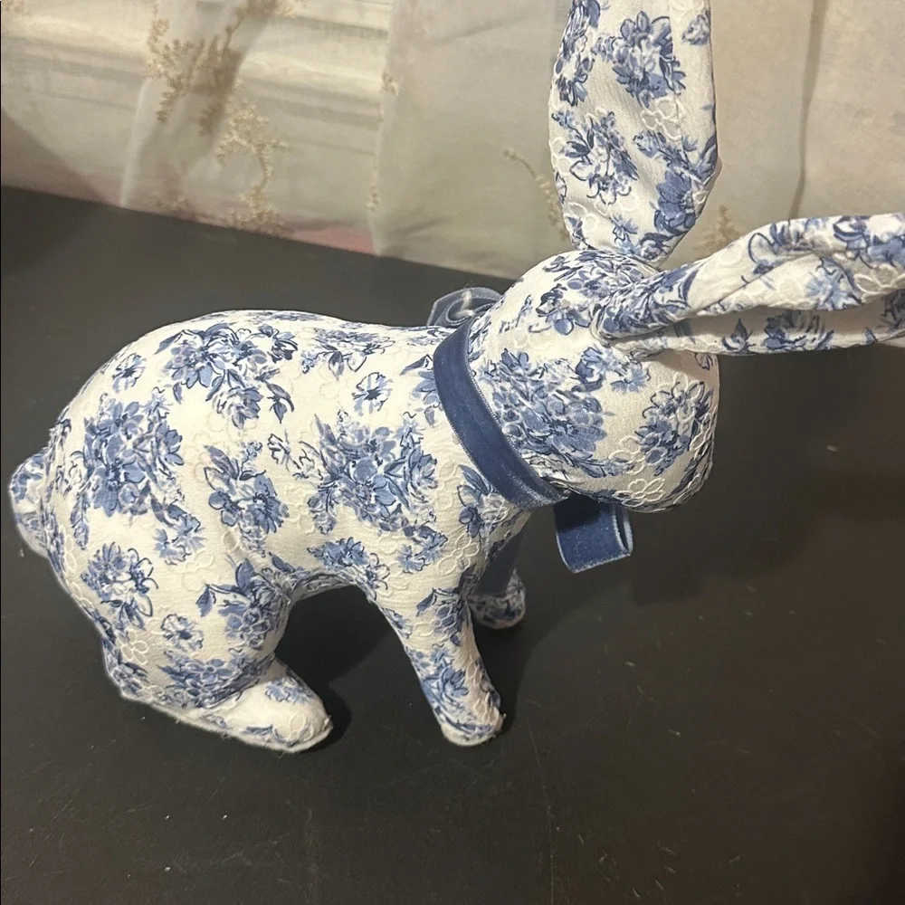 Bunny & Bean blue and white floral cloth bunny decor
